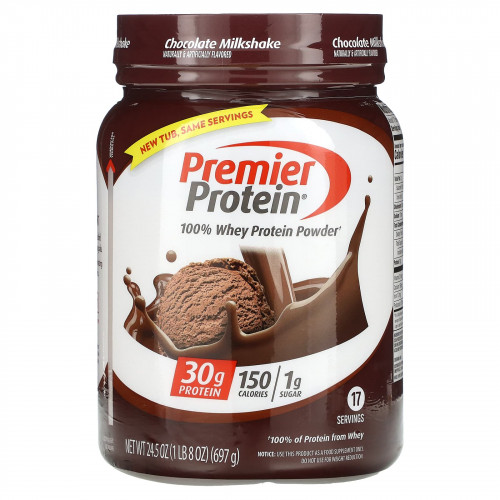 Premier Protein, Порошок из 100% сывороточного протеина, шоколадный молочный коктейль, 697 г (1 фунт 8 унций)