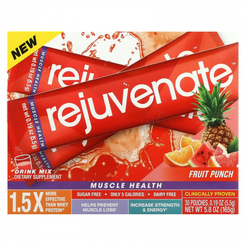 Rejuvenate, смесь для приготовления напитка, для здоровья мышц, со вкусом фруктового пунша, 30 пакетиков по 5,5 г (0,19 унции)