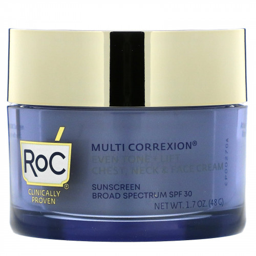 RoC, Multi Correxion, Ровный тон + Подтяжка, Крем 5 в 1 для груди, шеи и лица, SPF 30, 1,7 унции (48 г)
