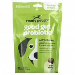 Ready Pet Go, пробиотические лакомства для животика, пищеварительные лакомства для собак всех возрастов, вкус сыра, 90 мягких жевательных конфет