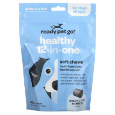 Ready Pet Go, Жевательные мультивитамины, универсальная поддержка иммунитета для собак, для всех возрастов, курица, сыр и бекон, 90 жевательных таблеток