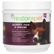 RestoraPet, жевательная таблетка от аллергии, зуда и иммунитета, для собак всех возрастов, 60 жевательных таблеток, 180 г (6 унций)