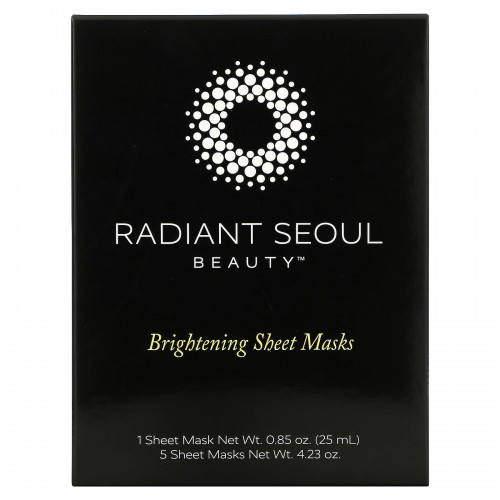 Radiant Seoul, осветляющая тканевая маска, 5 шт., по 25 мл (0,85 унции) каждая