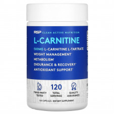 RSP Nutrition, L-карнитин, коррекция веса, 500 мг, 120 капсул