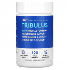 RSP Nutrition, якорцы стелющиеся, поддержка тестостерона, 800 мг, 120 капсул