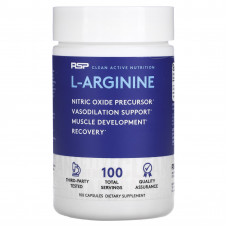 RSP Nutrition, L-аргинин, прекурсор оксида азота, 750 мг, 100 капсул