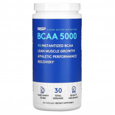 RSP Nutrition, BCAA 5000, водорастворимые аминокислоты с разветвленной цепью, 240 капсул