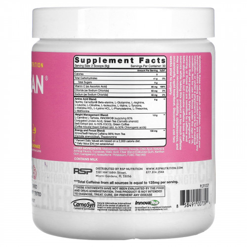 RSP Nutrition, AminoLean, незаменимые аминокислоты и энергия в любое время, со вкусом розового лимонада, 270 г (9,52 унции)