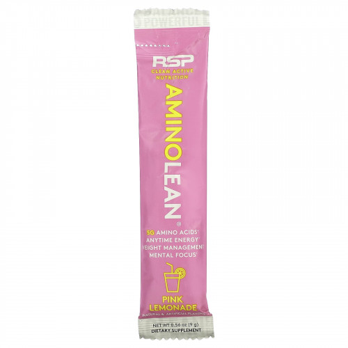 RSP Nutrition, AminoLean, розовый лимонад, 1 пакетик, 9 г (0,56 унции)