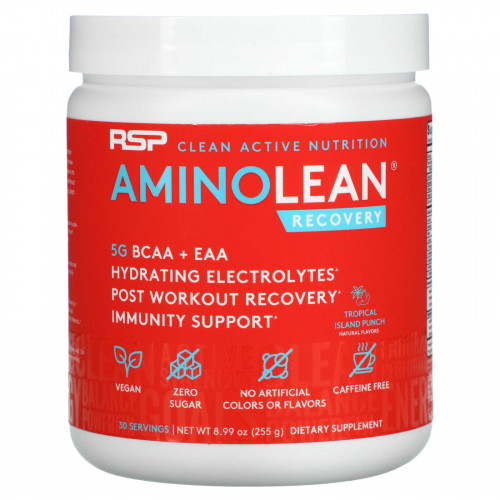 RSP Nutrition, AminoLean Recovery, пунш из тропических островов, без кофеина, 255 г (8,99 унции)