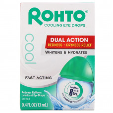 Rohto, Охлаждающие глазные капли, двойной эффект, уменьшение покраснения и сухости, 13 мл (0,4 жидк. унции)