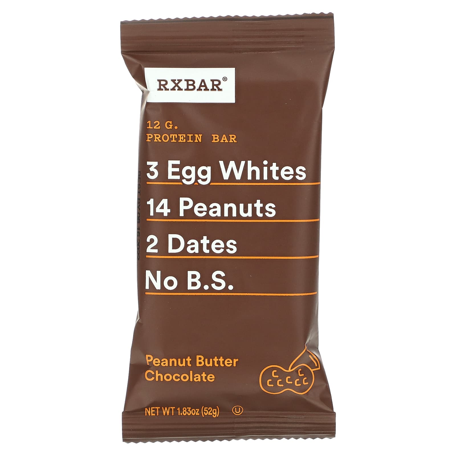 RXBAR, Protein Bar, шоколад с арахисовой пастой, 12 батончиков, 52 г (1,83 унции)