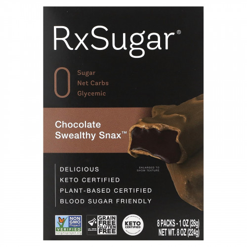 RxSugar, Swealthy Snax, с шоколадным вкусом, 8 пакетиков по 28 г (1 унции)