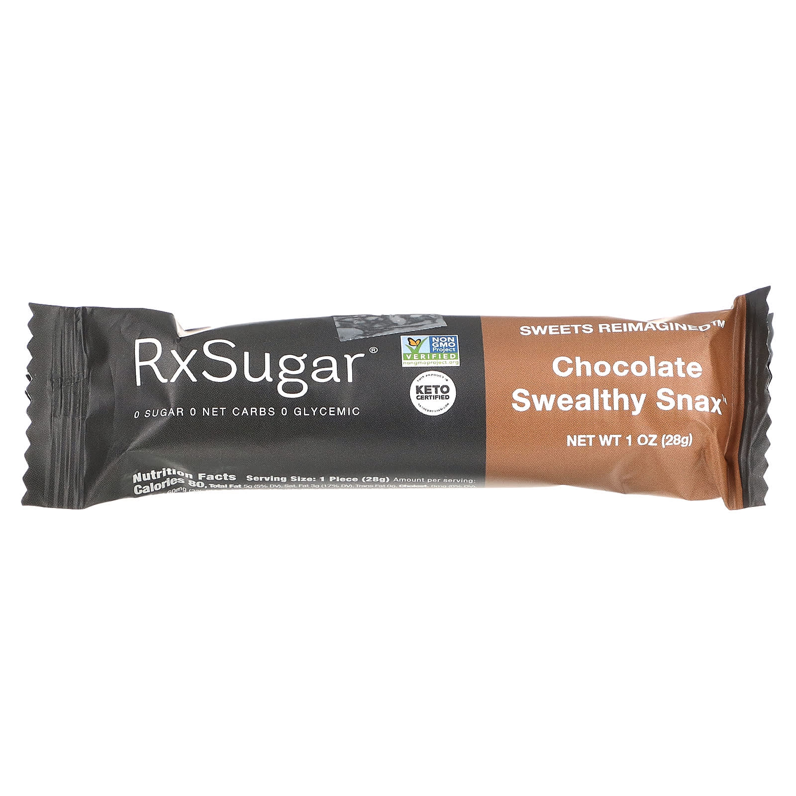 RxSugar, Swealthy Snax, с шоколадным вкусом, 8 пакетиков по 28 г (1 унции)