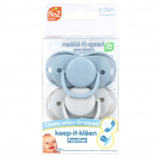 RaZbaby, Keep-It-Kleen, соска-пустышка, для детей 0–36 мес, синий и серый, 2 шт.