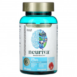 Schiff, Neuriva, добавка для здоровья мозга, с витаминами B6 и B12, со вкусом клубники, 50 жевательных таблеток