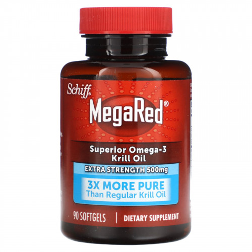 Schiff, MegaRed, превосходное масло криля с омега-3, повышенная сила действия, 500 мг, 90 мягких таблеток