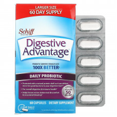 Schiff, Digestive Advantage, ежедневный пробиотик, 60 капсул