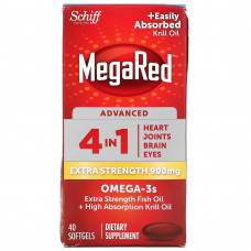 Schiff, MegaRed, улучшенные омега-3 кислоты 4 в 1, повышенная сила действия, 900 мг, 40 мягких таблеток