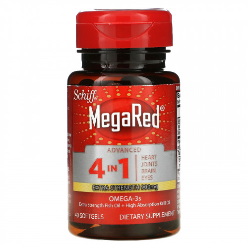 Schiff, MegaRed, улучшенные омега-3 кислоты 4 в 1, повышенная сила действия, 900 мг, 40 мягких таблеток