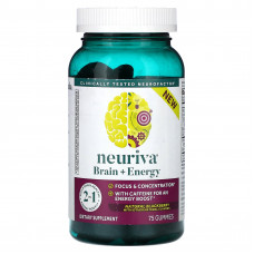 Schiff, Neuriva, Brain + Energy, натуральная ежевика, 75 жевательных таблеток