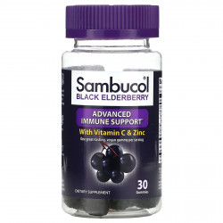 Sambucol, черная бузина, витамин C и цинк, 30 жевательных таблеток