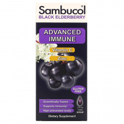 Sambucol, Сироп из черной бузины, усовершенствованная поддержка иммунитета, витамин C + цинк, натуральные ягоды, 120 мл (4 жидк. унции)