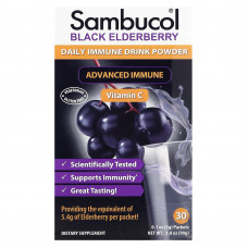 Sambucol, Черная бузина, ежедневный напиток для иммунитета, натуральные ягоды, 30 пакетиков по 3 г (0,1 унции)