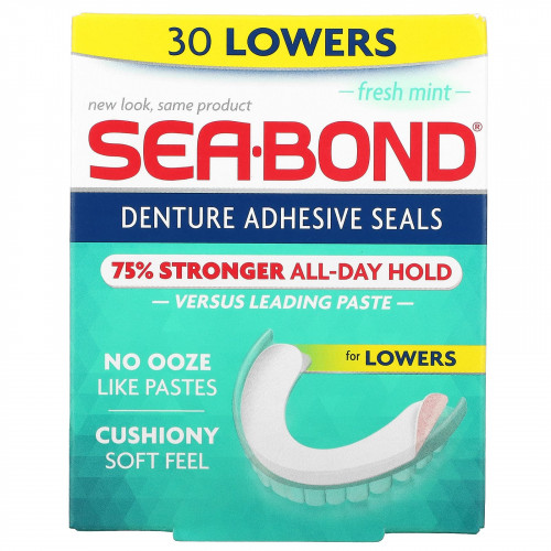 SeaBond, Адгезивные пломбы для зубных протезов, со вкусом свежей мяты, 30 мл