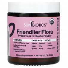 Sunbiotics, Friendlier Flora, смесь для женщин, порошок с пробиотиками и пребиотиками, 56 г (2 унции)