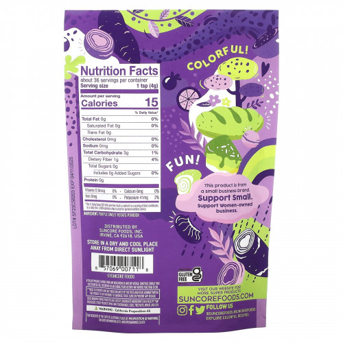 Suncore Foods, Purple Sweet Potato, суперцветный порошок, 142 г (5 унций)
