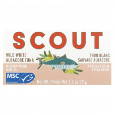 Scout, Дикий белый тунец в оливковом масле первого отжима, 90 г (3,2 унции)