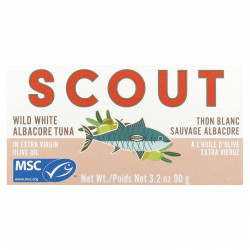 Scout, Дикий белый тунец в оливковом масле первого отжима, 90 г (3,2 унции)