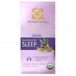Secrets of Tea, органический чай с валерианой для глубокого сна, без кофеина, 20 чайных пакетиков, 40 г (1,41 унции)