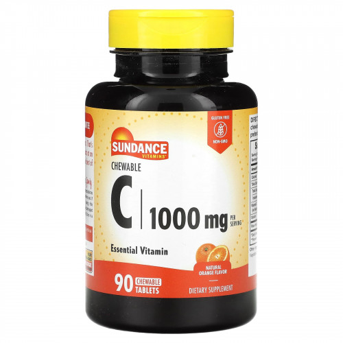 Sundance Vitamins, Жевательные таблетки C, натуральный апельсин, 500 мг, 90 жевательных таблеток