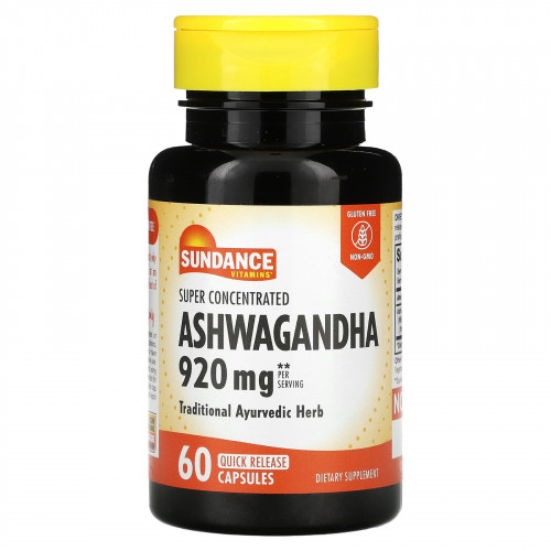 Sundance Vitamins, Vitamins, суперконцентрированная ашваганда, 460 мг, 60 капсул с быстрым высвобождением