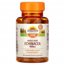 Sundown Naturals, эхинацея (цельное растение), 400 мг, 100 капсул