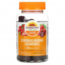 Sundown Naturals, Ашваганда, жевательные мармеладки, со вкусом ягод, 150 мг, 90 жевательных таблеток