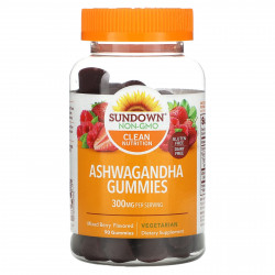 Sundown Naturals, Ашваганда, жевательные мармеладки, со вкусом ягод, 150 мг, 90 жевательных таблеток
