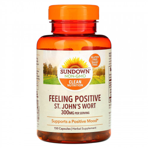 Sundown Naturals, Feeling Positive, зверобой, 150 мг, 150 капсул