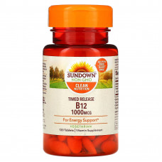 Sundown Naturals, витамин B12 с замедленным высвобождением, 1000 мкг, 120 таблеток
