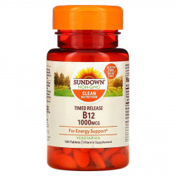 Sundown Naturals, витамин B12 с замедленным высвобождением, 1000 мкг, 120 таблеток