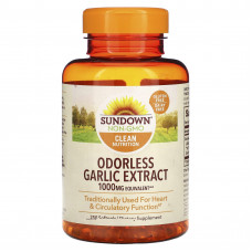 Sundown Naturals, Чесночный экстракт без запаха, 1000 мг, 250 мягких таблеток