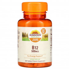 Sundown Naturals, B-12, 500 мкг, 200 таблеток