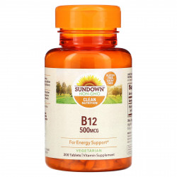 Sundown Naturals, B-12, 500 мкг, 200 таблеток