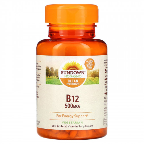 Sundown Naturals, B-12, 500 мкг, 200 таблеток