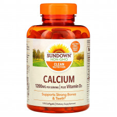 Sundown Naturals, Кальций с витамином D3, 600 мг, 170 мягких таблеток