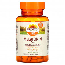 Sundown Naturals, Мелатонин, 5 мг, 90 таблеток