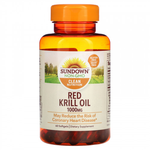 Sundown Naturals, Масло красного криля, 1000 мг, 60 мягких таблеток