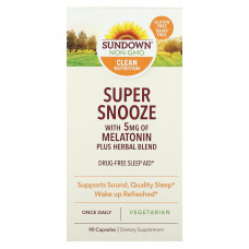 Sundown Naturals, Мелатонин Super Snooze, 5 мг, 90 капсул